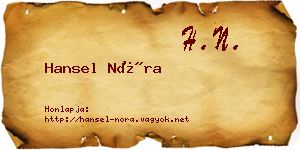 Hansel Nóra névjegykártya